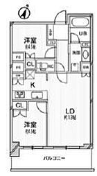 ドゥーエ大宮 2LDKの間取図画像