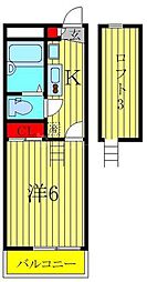 レオパレスカーサエス・コット 1Kの間取図画像