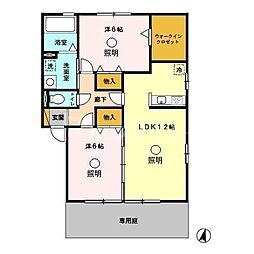 エクレール・パルク 2LDKの間取図画像