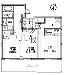 ドゥーエ大宮 2LDKの間取図画像