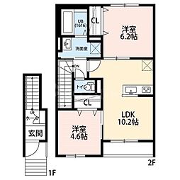 Forest-K 2LDKの間取図画像