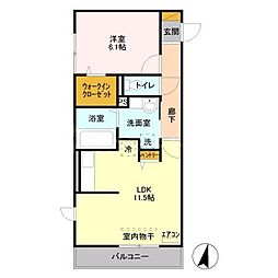 ディアコート 1LDKの間取図画像