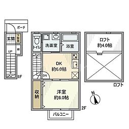フィオーレ盆栽 1DKの間取図画像