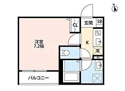 ASSO指扇 1Kの間取図画像