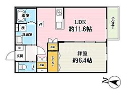 リアン カミカ 1LDKの間取図画像