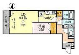 コリーヌヴェール日進 1LDKの間取図画像