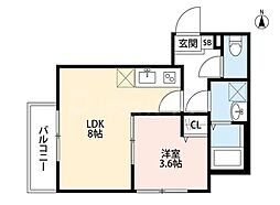 T.Aさいたま市北区大成町4丁目3B棟 1LDKの間取図画像