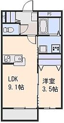 シャノワール 1LDKの間取図画像
