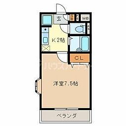 ロイヤルY宮原 1Kの間取図画像