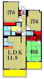 第二グリーンパーク 3LDKの間取図画像