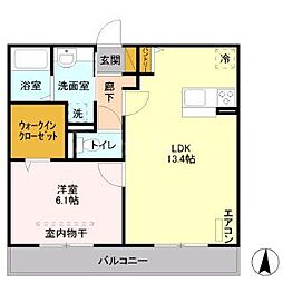 I.ヴィレッジSOUTH 1LDKの間取図画像