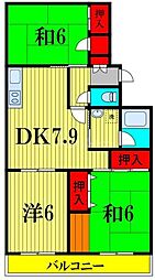 パビヨンリヴール 3DKの間取図画像