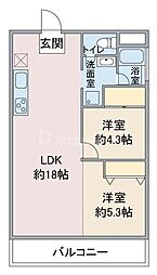 ラック大和田 2LDKの間取図画像