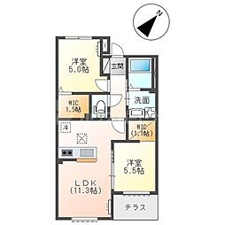 エスポワール ～ESPOIR～ 2LDKの間取図画像