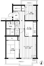 グランコート与野本町 2LDKの間取図画像