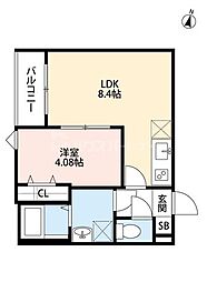CRASTINE土呂 1LDKの間取図画像