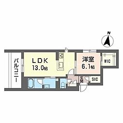 リッツ・リン 1LDKの間取図画像