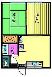 森ハイツB 2DKの間取図画像