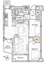プラネスペーリア代々木参宮橋 2LDKの間取図画像