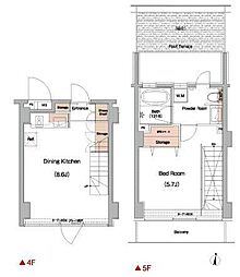 グラントレゾール広尾 4階1LDKの間取り