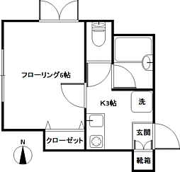 メゾンドサフラン 1Kの間取図画像