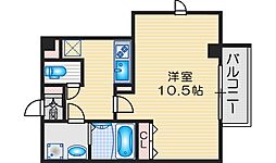 リードレジデンス関大前 2階1Kの間取り
