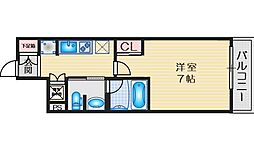 ルナコート江坂 7階1Kの間取り