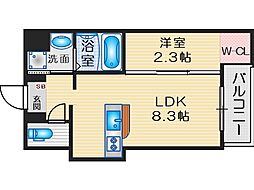 リアコート上新庄 3階1LDKの間取り