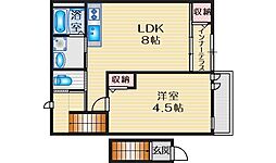 Ｐｌａｃｉｄｅ 2階1LDKの間取り