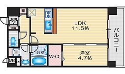 アグレアーブル 4階1LDKの間取り