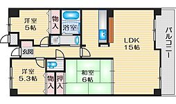 アビタシオン橋本II 2階3LDKの間取り