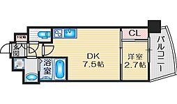 プレサンス江坂ベルフィーヌ 6階1DKの間取り