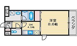 グレイスフォンティーヌ 1DKの間取図画像