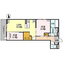 ラ・パーチェ江坂2 2LDKの間取図画像