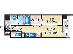 WORVE吹田江坂 1LDKの間取図画像