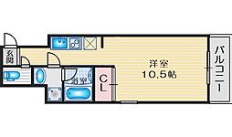 アスール江坂3rd ワンルームの間取図画像