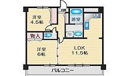 ルグラン服部 2LDKの間取図画像