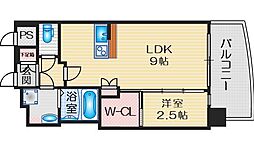 プレサンス江坂ベルフィーヌ 1LDKの間取図画像