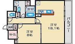 フレール江坂レジデンシャル 1LDKの間取図画像