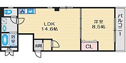 アルシェESAKA 1LDKの間取図画像