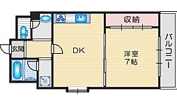 豊中服部アパートメント 1DKの間取図画像