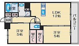 グランアッシュ江坂 2LDKの間取図画像