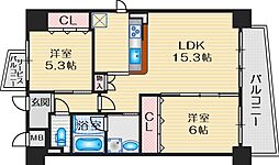 クリスタルスイタタカハマ 2LDKの間取図画像