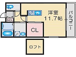 カサ・デ・ビオラ ワンルームの間取図画像