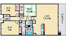 ジオ千里中央フォレストカーサF棟 3LDKの間取図画像