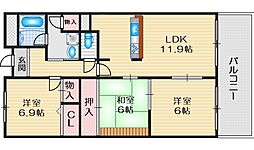 メゾンドール江坂 3LDKの間取図画像