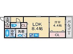 La vie belle 宝山町 1LDKの間取図画像