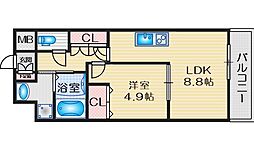 フローレンス江坂 1LDKの間取図画像