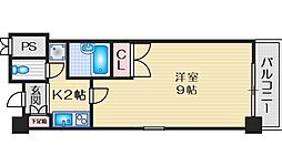 KM江坂 1Kの間取図画像