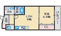 ル・レーヴ江坂 1LDKの間取図画像